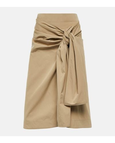 Bottega Veneta Draped Cotton-blend Midi Skirt - Natural