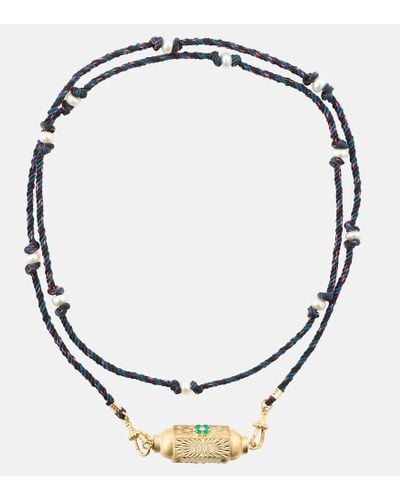 Marie Lichtenberg Collar Good Things Locket de oro de 14 ct con diamantes y onice - Metálico