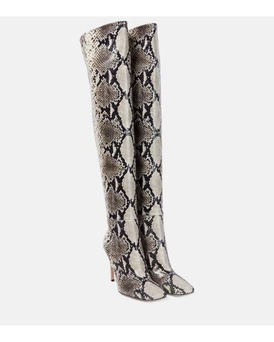 Gianvito Rossi Snake-effect Leather Over-the-knee Boots - White
