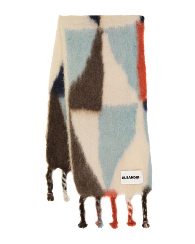 Jil Sander Fringed Mohair And Wool-blend Scarf - Red