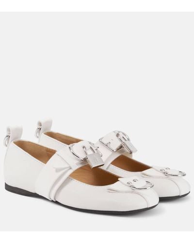 JW Anderson Lock Leather Ballet Flats - White