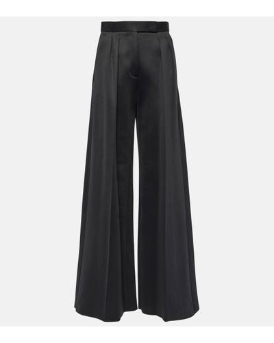 Max Mara Zinnia Pleated Jersey Wide-leg Trousers - Black