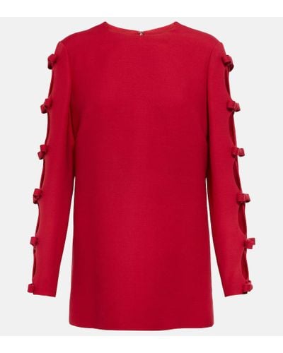 Valentino Jersey de lana y seda con lazo - Rojo