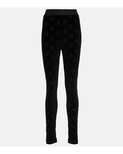 Dolce & Gabbana Leggings de algodon con logo - Negro