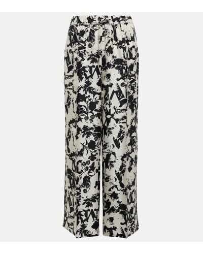 Max Mara Fiordo Printed Silk Wide-leg Trousers - Multicolour