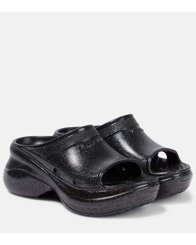 Balenciaga X Crocs – Mules Pool en caoutchouc - Noir