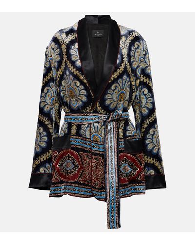 Etro Veste imprimee en velours - Noir