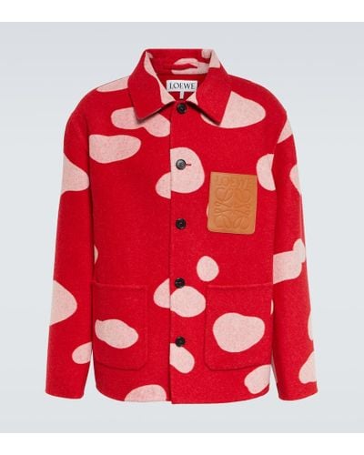 Loewe Mushroom Intarsia Wool And Cashmere Jacket - Red