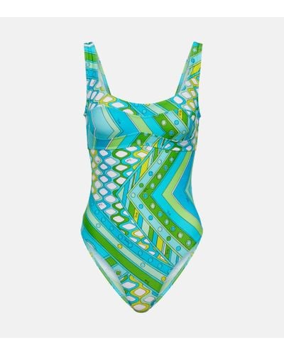 Emilio Pucci Printed Cutout Swimsuit - Green