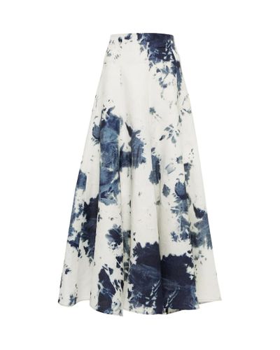 Chloé Falda larga de lino tie-dye - Azul