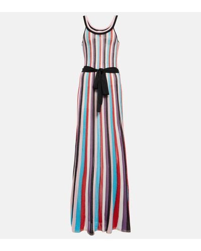 Rebecca Vallance Malaga Metallic Striped Knitted Maxi Dress - White