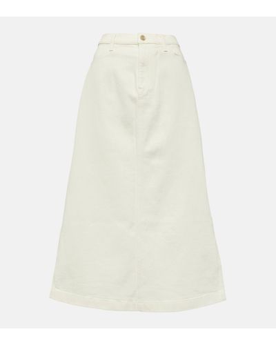 7 For All Mankind High-rise Denim Midi Skirt - White