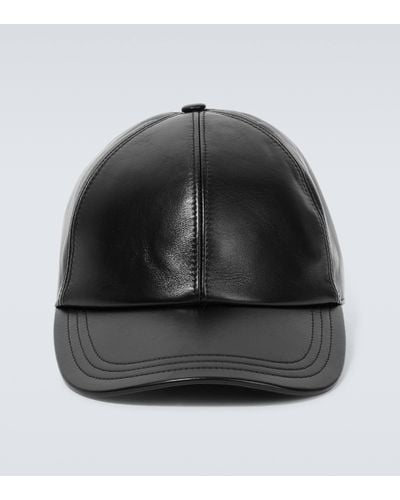 Prada Logo-plaque Leather Baseball Cap - Black