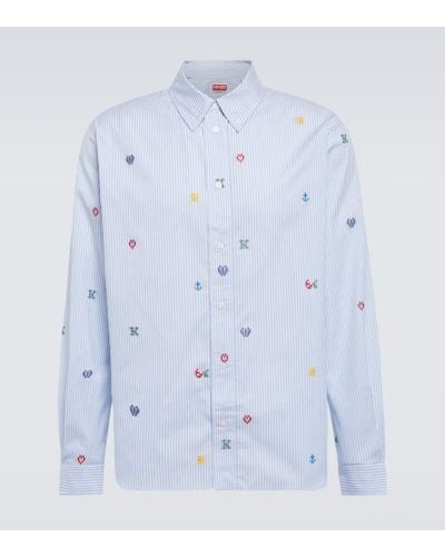 KENZO Camisa Pixel de algodon a rayas - Azul