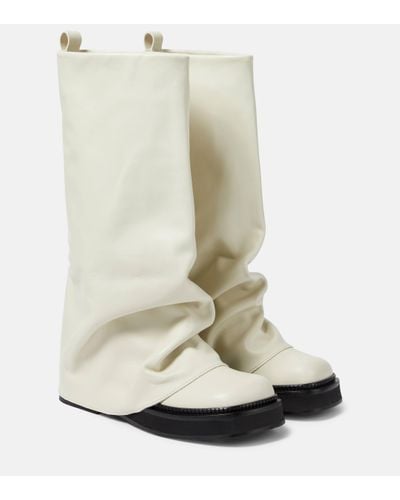 The Attico Robin Leather Knee-high Combat Boots - White