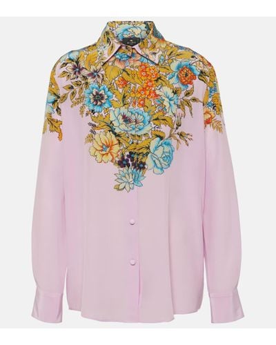 Etro Camisa de seda floral - Rosa