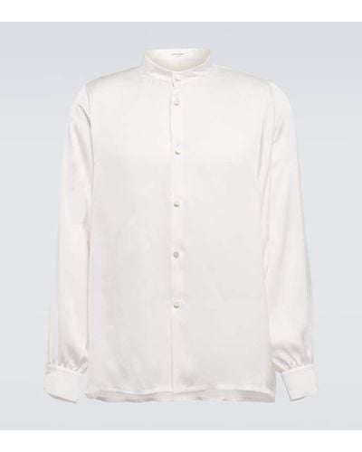 Saint Laurent Hemd aus Seidensatin - Weiß