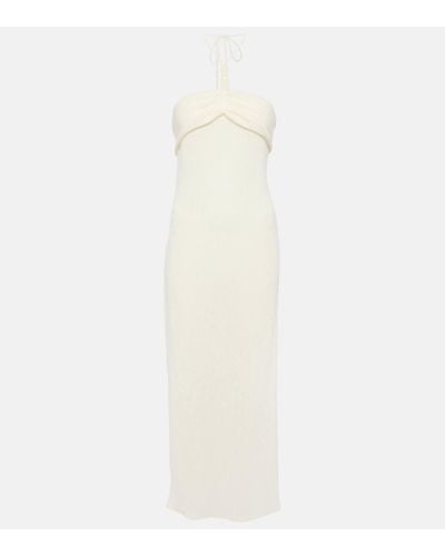 Magda Butrym Pearl-detail Halterneck Midi Dress - White
