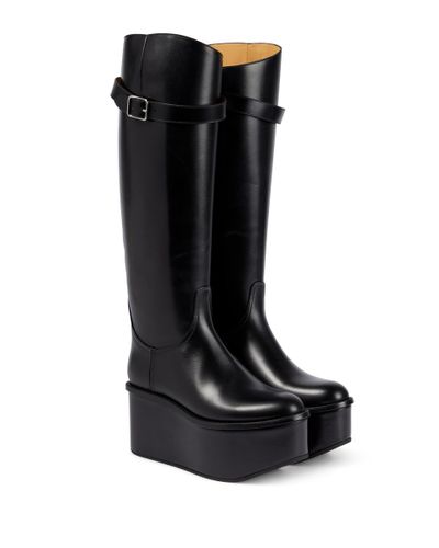 Loewe Platform Leather Riding Boots - Black