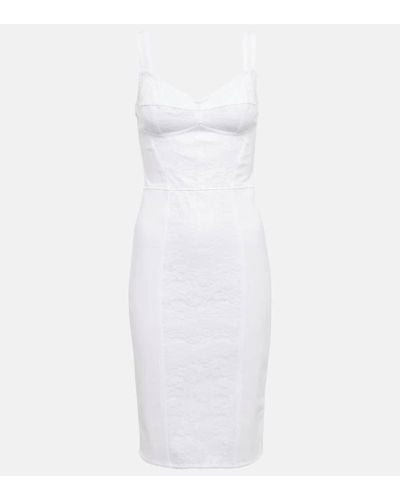 Dolce & Gabbana Vestido bustier midi con encaje - Blanco