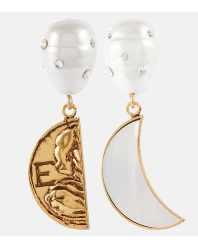 Erdem Orecchini pendenti con perle bijoux - Metallizzato