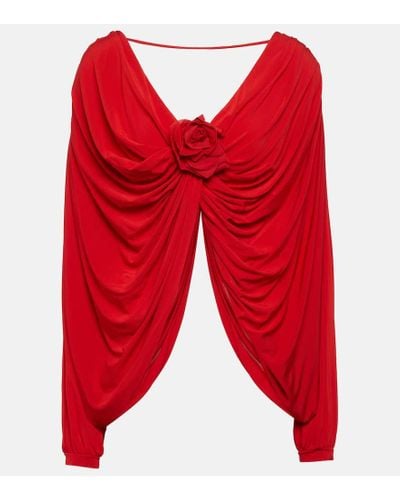 GIUSEPPE DI MORABITO Top de jersey drapeado con apliques - Rojo