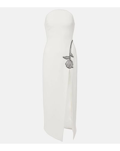 David Koma Crystal-embellished Cady Midi Dress - White