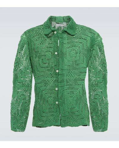 Bode Crochet Cotton Overshirt - Green
