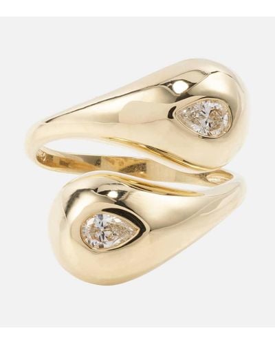 Mateo Water Droplet 14kt Gold Ring With Diamonds - Natural
