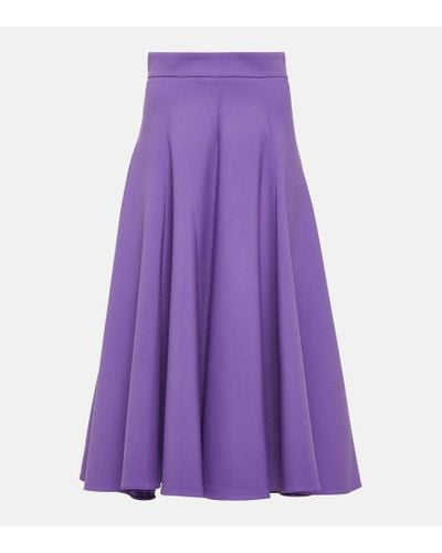 Oscar de la Renta Wool-blend Midi Skirt - Purple