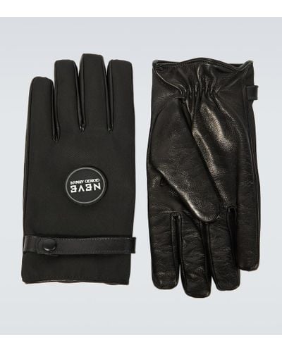 Giorgio Armani Neve Handschuhe aus Leder und Nylon - Schwarz