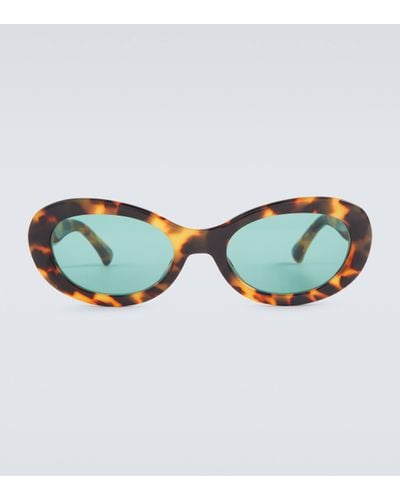 Dries Van Noten Tortoiseshell-effect Oval Sunglasses - Blue