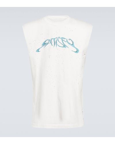 Satisfy Mothtech Distressed Cotton Jersey Top - White