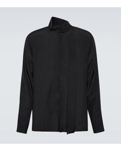 Valentino Camisa de seda con cuello estilo corbata - Negro