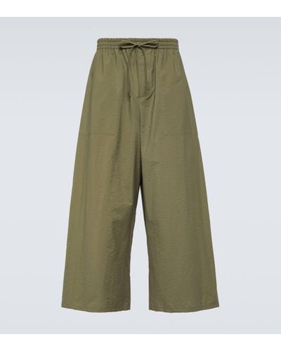 Loewe Paula's Ibiza Cotton-blend Wide-leg Trousers - Green