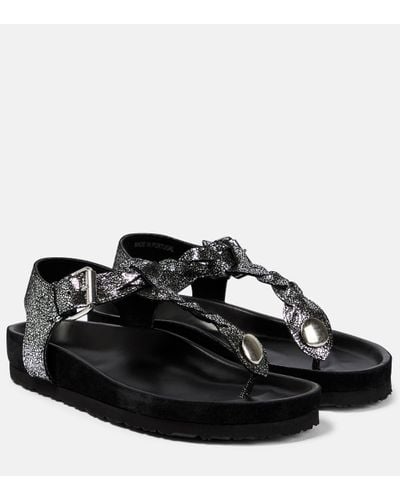 Isabel Marant Sandales Brook en cuir metallise - Noir