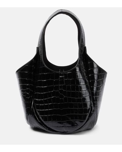 Coperni Croco Leather Bucket Bag - Black