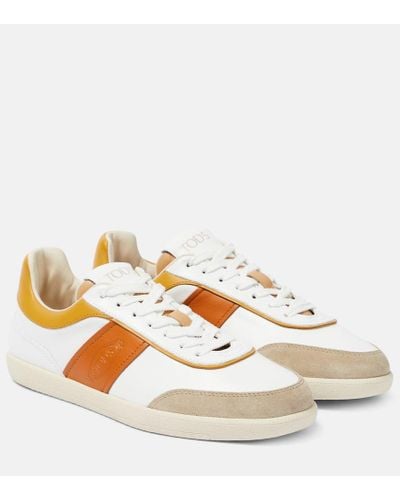 Tod's Tabs Suede-trimmed Leather Sneakers - Metallic