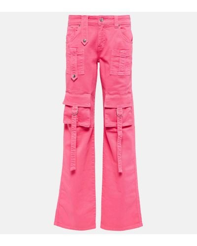 Blumarine Low-rise Denim Cargo Trousers - Pink