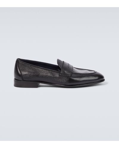 Brioni Appia Penny Leather Loafers - Black