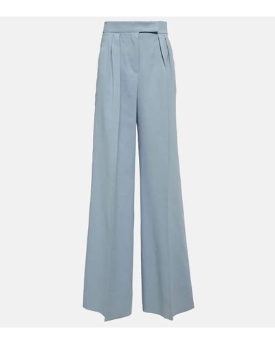 Max Mara Mimma Wide-leg Cotton Pants - Blue