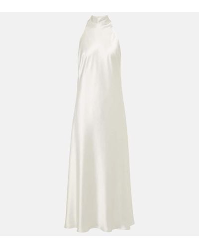 Galvan London Novia - vestido midi Cova de saten - Blanco