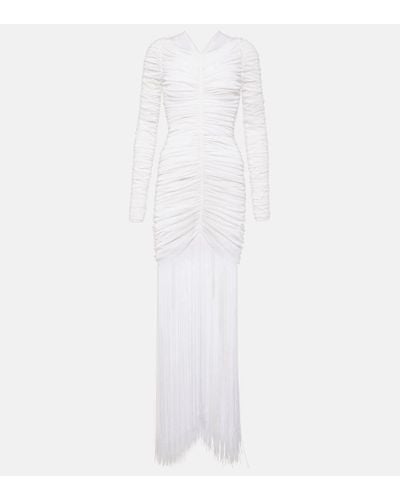 Khaite Guisa Fringed Shirred Silk-blend Gown - White
