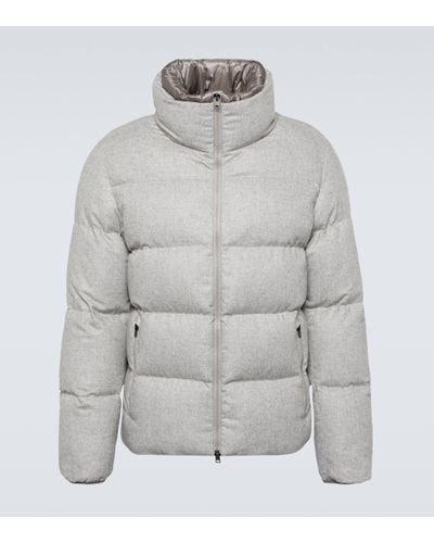 Herno Silk And Cashmere Puffer Jacket - Grey