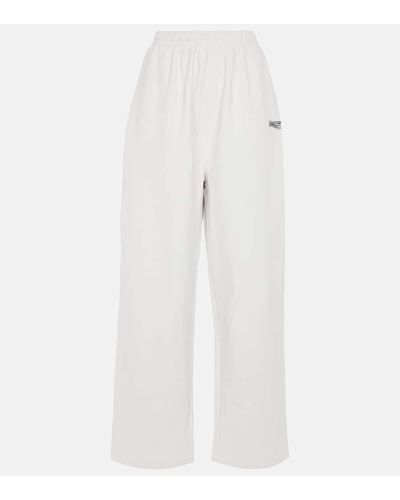 Balenciaga Logo Cotton Jersey Sweatpants - White
