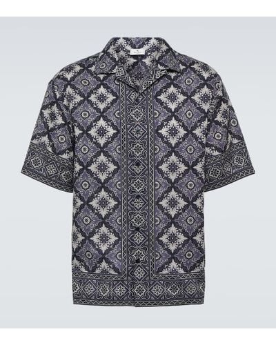 Etro Camisa de bowling de algodon estampada - Gris