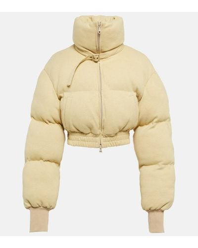 DIDU Cropped Fleece Puffer Jacket - Natural