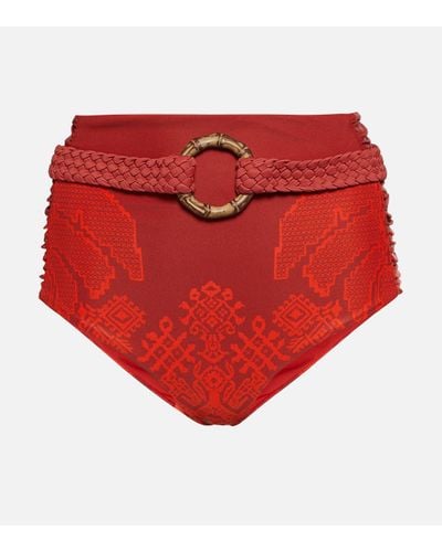 Johanna Ortiz Printed Reversible Bikini Bottoms - Red