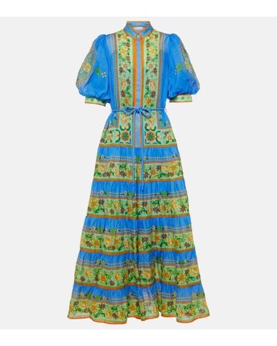 ALÉMAIS Linda Floral-print Woven Midi Dress - Blue