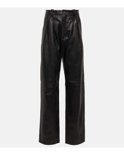 Nili Lotan Etienne High-rise Straight Leather Pants - Black